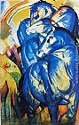 Franz Marc Canvas Paintings - Group of Horses